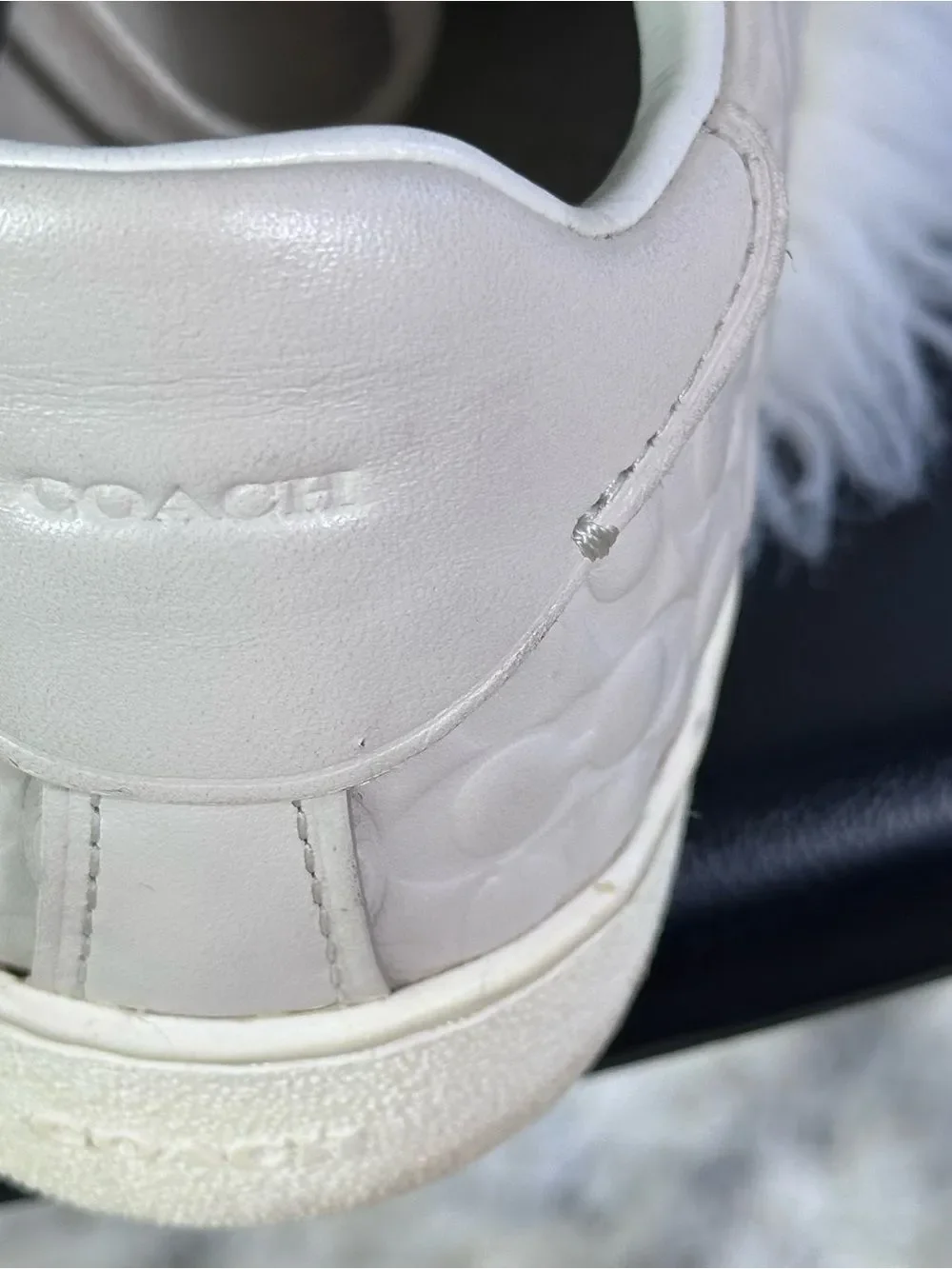 Coach Women's cream leather Signature Embossed Sneakers